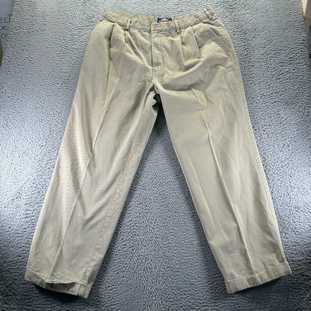 Ruff Hewn Pant Mens 38x32 Beige Cotton Chino Straight‎  Business Career Pleated